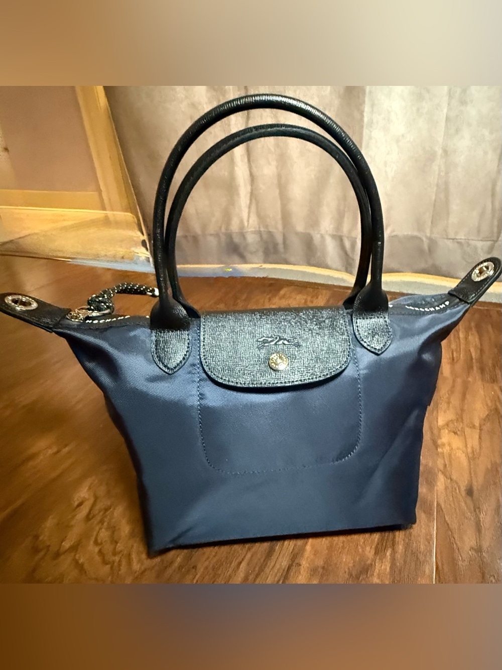 Longchamp Le Pliage S Energy Navy Nylon Tote with Black Trim crossbody Bag